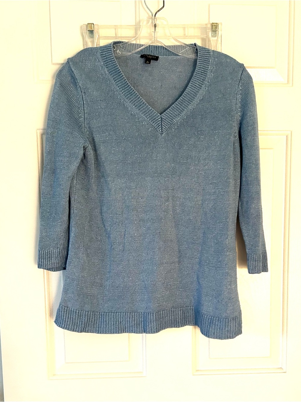 Talbots Sky Blue V-Neck linen. Sweater